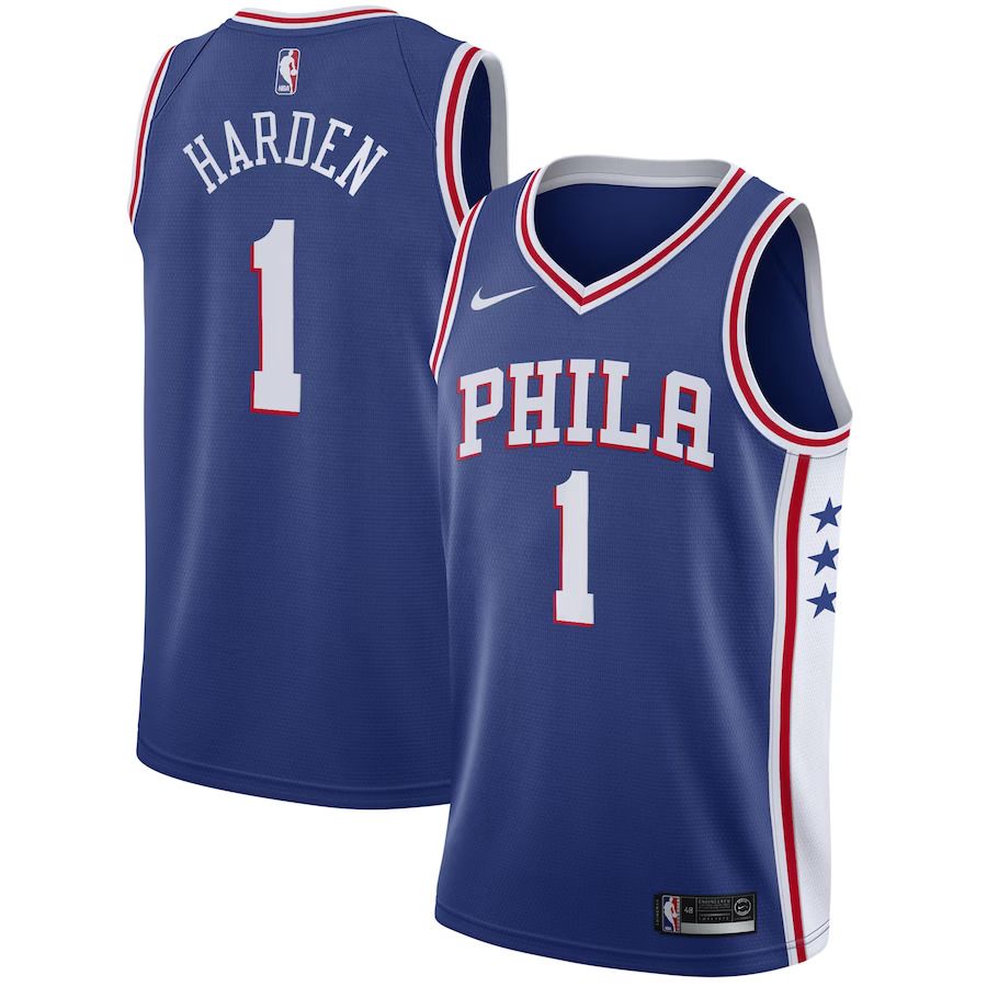 Men Philadelphia 76ers #1 James Harden Nike Royal Swingman NBA Jersey